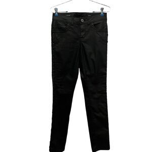 Cache Vintage Skinny Stretch Waxed Cotton Faux Leather Look Lace Up Jeans Size 2